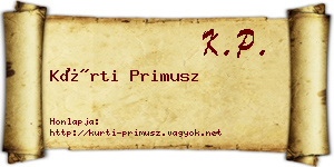 Kürti Primusz névjegykártya